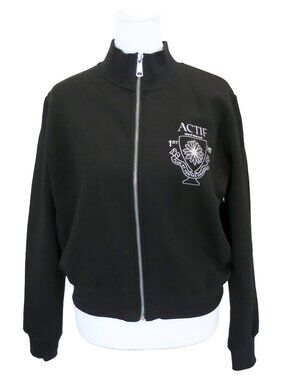 MARDI MERCREDI ACTIF Korean Black Fleece Cute Champion Cup Golf Bomber Jacket